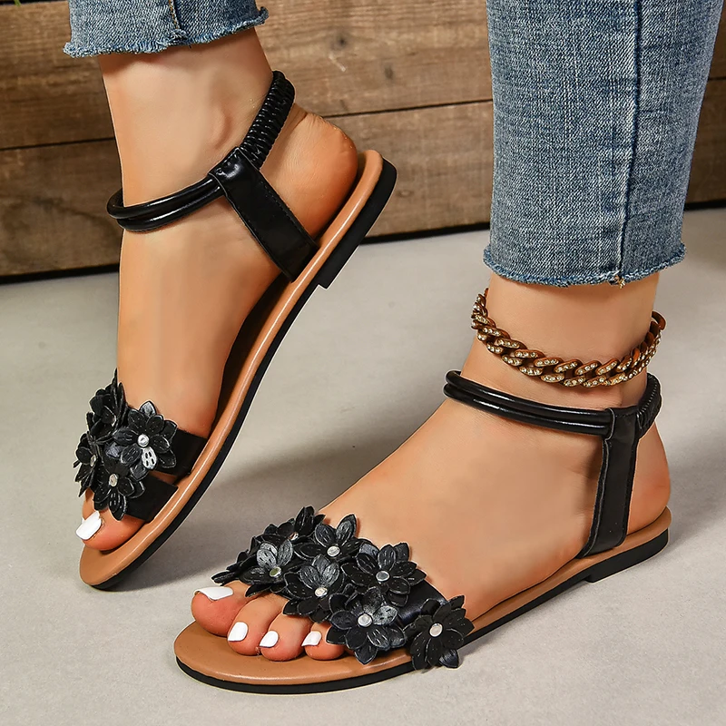 Flower Decoration Flat Sandals - Ethnic Fashion Women review and price